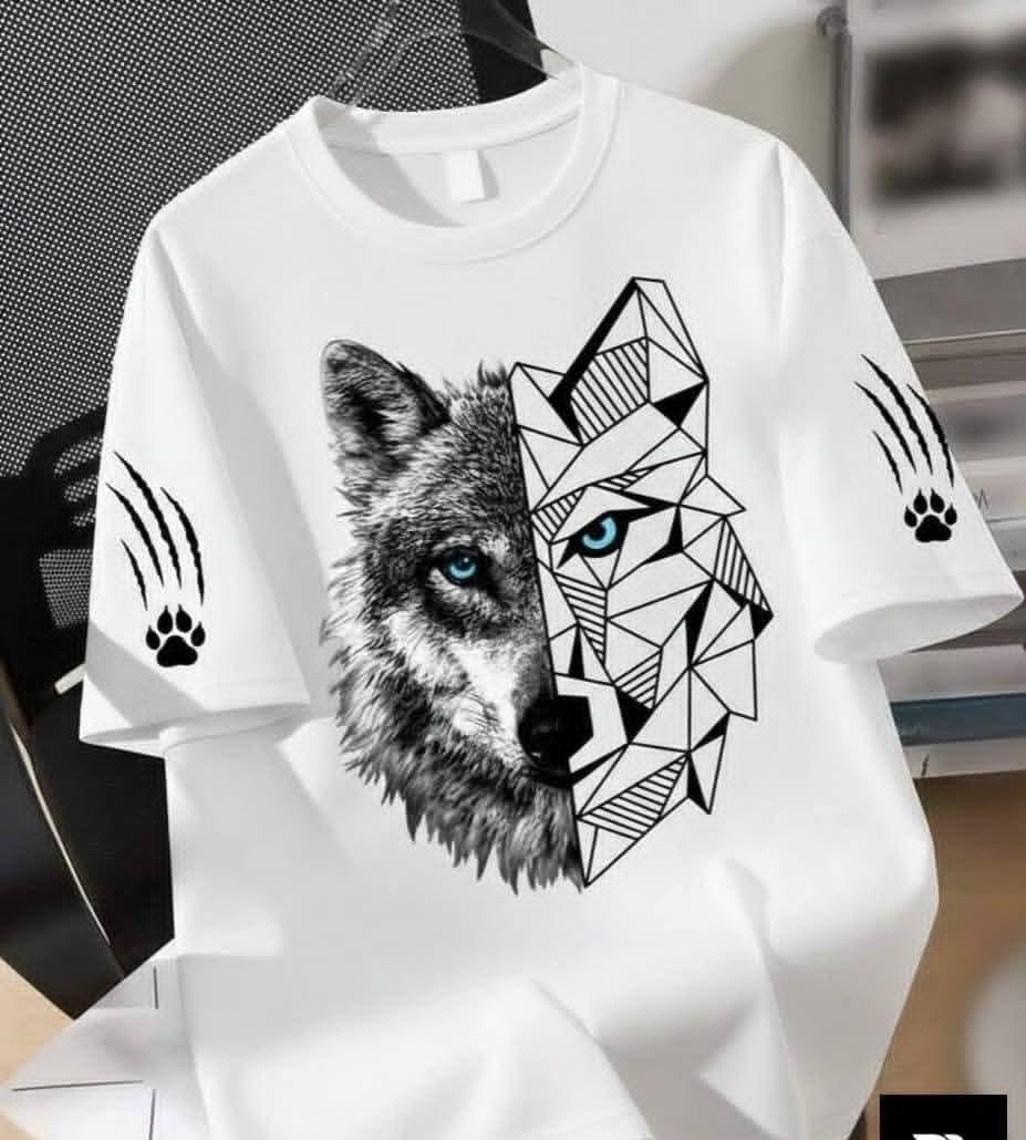 unisex 220gsm white wolf t shirt
